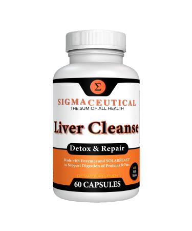 Liver Cleanse Detox and Repair Herbal Liver Detox Cleanse with Solarplast Artichoke Extract Dandelion Root & Milk Thistle - Liver Detox Supplement 60 Capsules 1 Pack