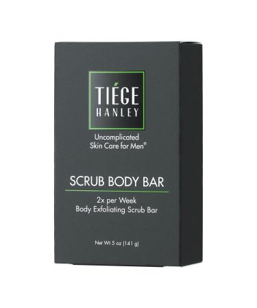 Tiege Hanley Twice Weekly Exfoliating Bar Soap for Men (SCRUB BODY BAR) | ACTIVATED CHARCOAL to Remove Impurities | Subtle Scent | Made in the USA | 5 Ounce Bar Sandalwood