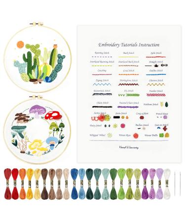 HAND U JOURNEY Basic Embroidery Stitch Kit: Perfect for Beginners with 28 Different Stitches and a Mushroom Embroidery Set Basic kit-02