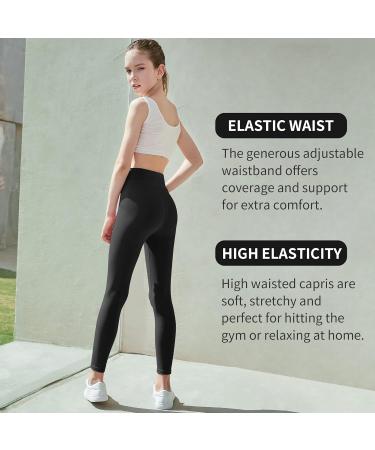 Big Elephant Girl's Athletic Yoga Leggings 2 Pack - Black Grey, Size 10-11 Years | Stretch Active Pants for Youth Kids 4-13 | Running Dance Tights - Buy Online on GoSupps.com