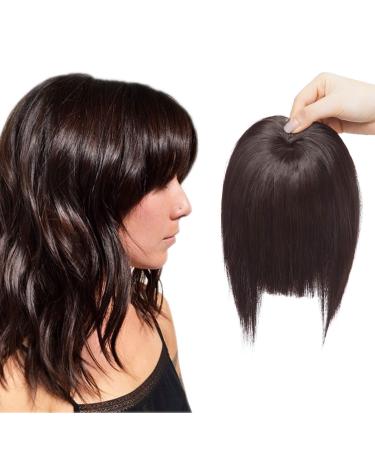 SEGO Clip in Bangs Extensions Hairpiece 3 Clips Hair Extension Bangs Straight like Real Hair Dark Brown