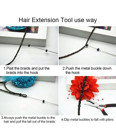 Premium Hair Extension Kit - Pliers Braiding Tools Crochet Hook & Silicone Micro Rings - Perfect for Hair Extensions & Feathers (Black) - Buy Online on GoSupps.com