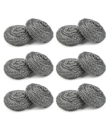 12 pcs Steel Wool Dish Scrubber Steel Wool Scrubber Stainless Steel Scouring Pad Sponge Kitchen Cleaning Ball Easy to Scoure Tough Kitchen Greasy Dirt for Cleaning Dishes Pots Pans and Ovens