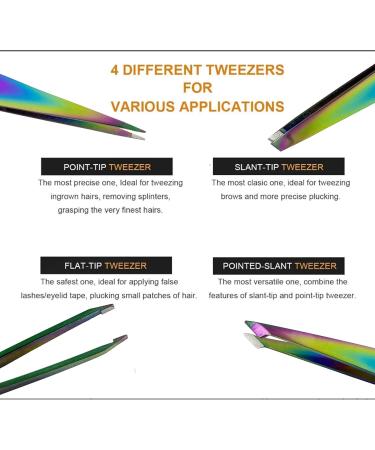 4-Piece Professional Stainless Steel Tweezers Set - Eyebrow Eyelash & Splinter Tweezers for Precision Grooming - Buy Online on GoSupps.com
