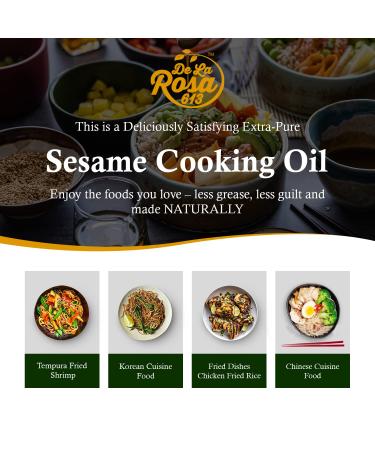 De La Rosa Cold Pressed Organic Toasted Sesame Oil 8oz - Vegan, Non GMO, Gluten Free - Pure Oil for Cooking, Salad Dressing & Marinades - Buy Online on GoSupps.com
