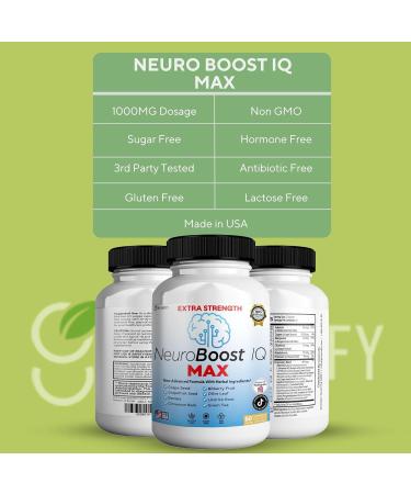 NeuroBoost IQ MAX Extra Strength Brain Support Supplement 60 Capsules with Bacopa Grape Seed Green Tea (1) - Buy Online on GoSupps.com