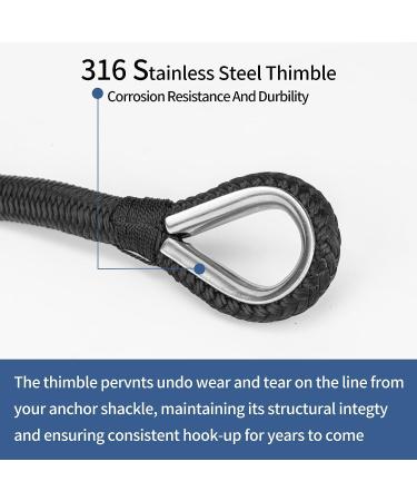 1/2-Inch x 100-Feet Black Double Braided Nylon Anchor Line with Stainless Thimble - Buy Online on GoSupps.com
