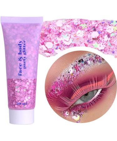 Lenvais Glitter Body Gel - 50ml - Mermaid Liquid Gel Kit - Glitter - Liquid Eyeshadow - Masquerade Festival - Nail Polish - Pink