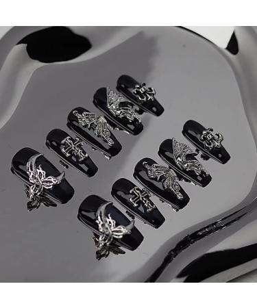 Temperament-enhancing manicure retro punk glamorous night butterfly hand-wearing a finished manicure fake nails sticker.(XS) - Buy Online on GoSupps.com