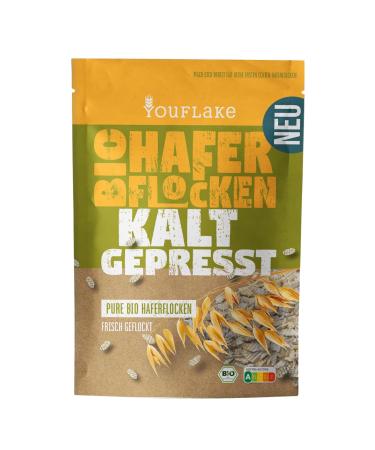YouFlake YouFlake Organic Cold-Pressed Oat Flour PURE BIO - 320g - 100% Fresh Naked Oat Flakes - Gently and Freshly Pressed