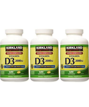 Kirkland Signature Extra Strength D3 50 mcg 600 Softgels (3 Pack)