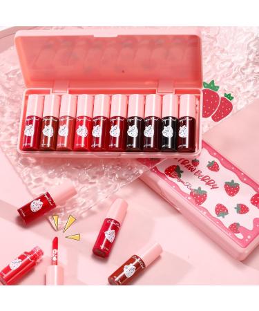 10 Colors Korean Lip Tint Stain Set - Moisturizing Velvet Mini Liquid Lipstick for Lips & Cheeks | Long-Lasting Waterproof Non-Stick | International Shipping - Buy Online on GoSupps.com