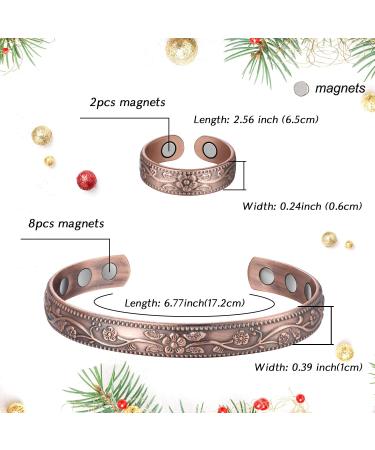 Jecanori Lymph Drainage Copper Magnetic Bracelet and Ring for Women Men Magnetic Lymph Detox Bracelet Wristband Brazaletes and Magnetic Copper Bracelet Carpal Tunnel Gift Set(Vintage Flower) A-Copper - Buy Online on GoSupps.com