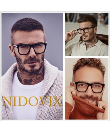 Trendy Square Blue Light Blocking Glasses for Men & Women - NIDOVIX Fashion Frame Non-Prescription Computer Glasses (Black 01 50mm) - International Shipping Available - Buy Online on GoSupps.com