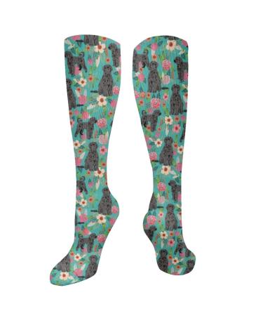 Portuguese water dog compression socks with flower patterns for women and men circulation 15-20 mmHg is the best support for sporty running and cycling