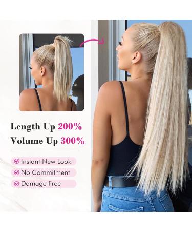 REECHO 28 Long Straight Drawstring Ponytail Extension - Synthetic Hairpiece for Women in Medium Brown - Buy Online on GoSupps.com