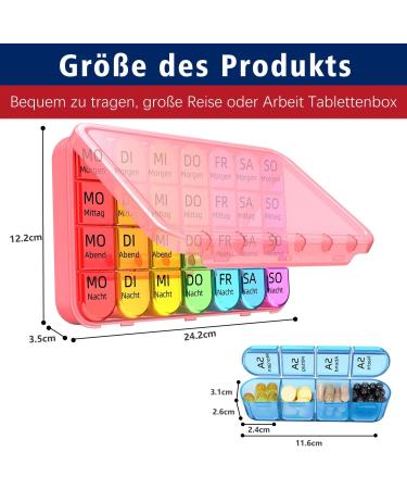 Doruimi 7-Day Pill Box - Large Compartment Medication Organizer with Easy Open Design for Kids and Seniors - Pink - Buy Online on GoSupps.com