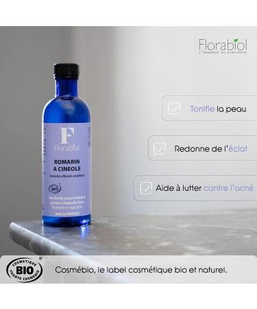 Florabiol - Organic Cineole Rosemary Floral Water (200ml) - Astringeant Lotion - Refreshing Purifying - Ecocert Certified - Made in France - Buy Online on GoSupps.com