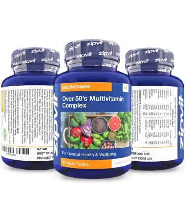 Multivitamin 50 Plus Active Formula for Women & Men - 90 Vegan Tablets | Bone Health & Immune Support | UK Supplier | 3 Months Supply - Buy Online on GoSupps.com