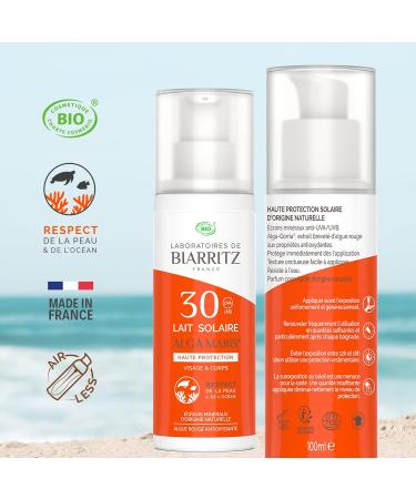 Laboratoires De Biarritz Alga Maris Organic SPF 30 Sun Milk 100ml - Waterproof Sunscreen for All Skin Types - Buy Online on GoSupps.com