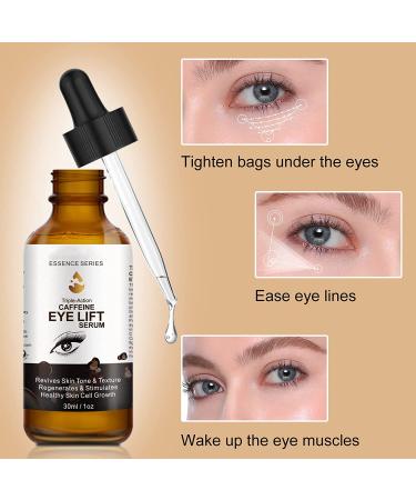 Caffeine Eye Serum with EGCG, Vitamin C, Hyaluronic Acid & Collagen - 1 oz - Reduces Puffiness, Dark Circles, Wrinkles - Buy Online on GoSupps.com