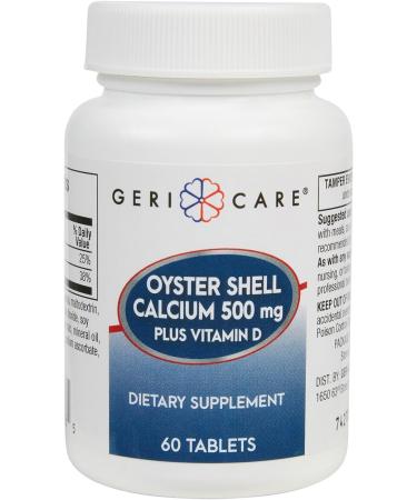 Gericare Oyster Shell Calcium 500mg + Vitamin D 60 Count - Pack of 1 | High-Quality Supplement - Buy Online on GoSupps.com