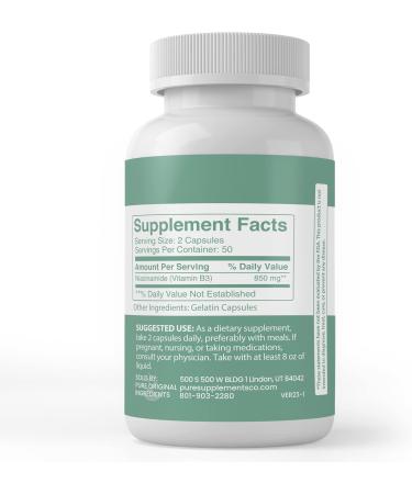 Niacinamide (Vitamin B3) 100 Count - Pure Original Ingredients, Lab Verified, No Additives or Fillers - Buy Online on GoSupps.com