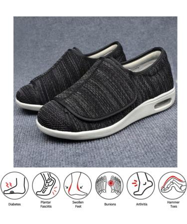 ZGDG Men Diabetic Shoes 11.5 Wide Black Gray - Adjustable Closed Toe Air Cushion Walking Sneakers for Swollen Feet, Bunions, Arthritis - Ideal for Diabetic, Edema, Plantar Fasciitis, Hammertoe - Buy Online on GoSupps.com