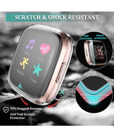 Clear Ultra Thin Fitbit Versa 2 Screen Protector Case 3 Pack - Full Protective Cover for Versa 2 Smartwatch Bands - Scratch Resistant & Shock Absorbing - Maledan Compatible - Buy Online on GoSupps.com