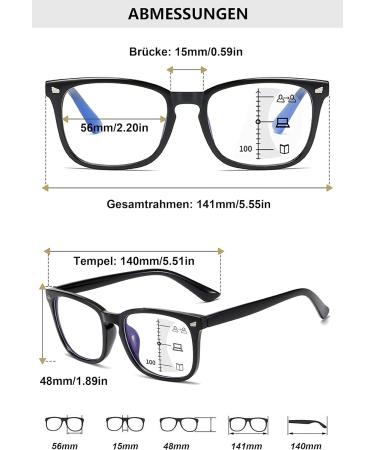 Lanomi Varifocal Glasses for Men & Women | Progressive Multifocal Reader with Blue Light Filter | Anti-Fatigue Rectangle Reading Aid - Buy Online on GoSupps.com