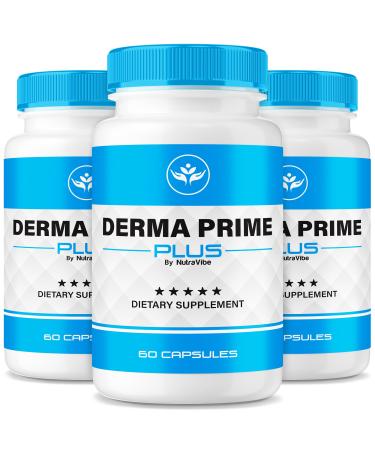 (3 Pack) Derma Prime Plus Pills Daily Clear Face & Skin Balancing Formula with a Clean Natural Formula to Support Hydration Smooth Texture & a Healthy Radiant-Looking Skin (180 Capsules)