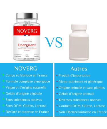 Powerful Energizing | Fast Effecting Power & Endurance Energy Booster Kola Nuts Red Ginseng Vitamin C | Vegan | 90 Capsules | Made in France - Buy Online on GoSupps.com