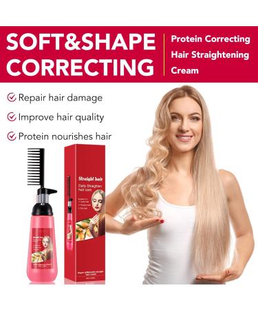 Hair Straightening Cream Hair Gloss and Silk Hair Straightening Hair Protein Correcting Nourishing Fast Smoothing Collagen Hair Straightener Cream for Curly Hair - 150ml - Buy Online on GoSupps.com