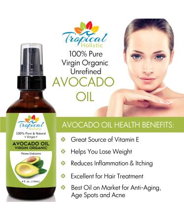 100% Pure Avocado Oil 4 oz - Unrefined Cold Pressed Carrier Oil for Hair Skin Face & Nails | Ideal for DIY Beauty - Buy Online on GoSupps.com