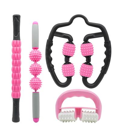 Fascia roll 4 in 1 muscle therapy massage tab with hedgehog ball massage roller with handle muscle massage roller anti-cellulite massage device & relaxation trigger point & fascia scooter self-massage