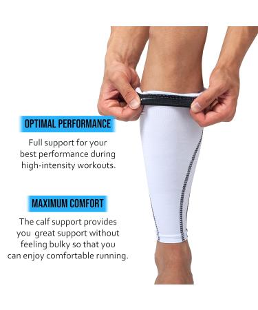 360 RELIEF Compression Calf Sleeves for Men and Women | Shin Splints, Muscle Cramps, Workout Support | Running, Hiking, Marathon | M L XL | White - Includes Mesh Laundry Bag - Buy Online on GoSupps.com