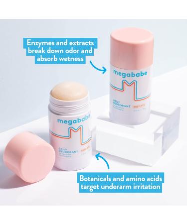 Megababe Daily Deodorant - Rosy Pits | 72 hour Odor Protection | Aluminum-Free Clear & Clean | 2.6 oz - 2 Pack 2 Count (Pack of 1) - Buy Online on GoSupps.com