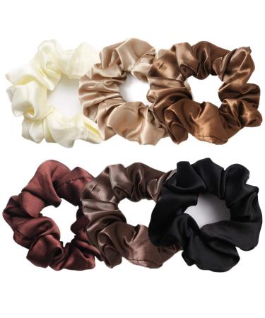 6 Pcs Hair Scrunchies Hair Ties Fashion Silk Hair Bands Hair Bow Ropes Hair Elastic Bracelet Ponytail Holders Hair Accessories for Women and Girls (4.5 inch, Classic color) 4.5 Inch (Pack of 6) Classic color 4.5IN
