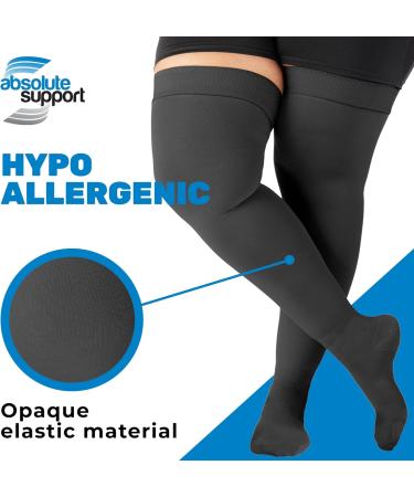 ABSOLUTE SUPPORT Plus Size Medical Compression Stockings 20-30mmHg | Unisex Thigh High for Maternity Thrombosis & Post Surgery - Black 5X-Large - Buy Online on GoSupps.com