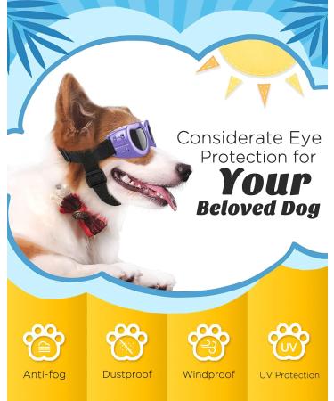 Lewondr Macaron Purple Sunglasses for Dogs | UV Safety Windproof & Waterproof Glasses with Adjustable Band for Small Dogs - Buy Online on GoSupps.com