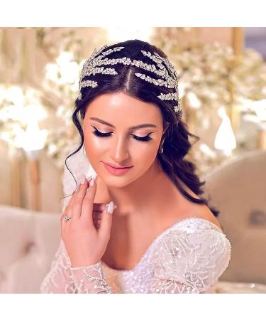 ULAPAN Rhinestone Wedding Headband Bridal Headpiece Handmade Silver Accessories for Bride and Bridesmaid - Buy Online on GoSupps.com