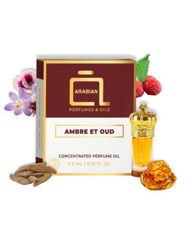 ARABIAN PERFUMES & OILS Ambre Et Oud Perfume Oil - Rich Spicy Complex Fragrance Oil for Men and Women - Travel Size Perfume 0.10 Fl. Oz.