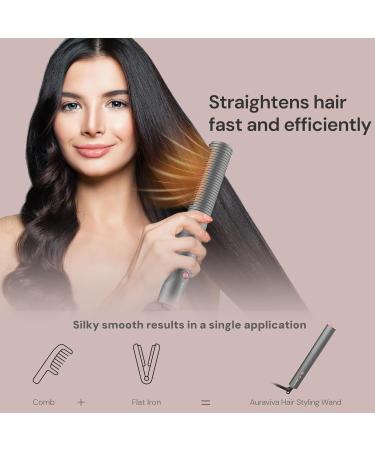 Hair Straightener Brush & Comb - Dual Voltage Anti-Scald Heat Brush for Women - 5 Temp Settings - Grey | International Shipping Available - Buy Online on GoSupps.com