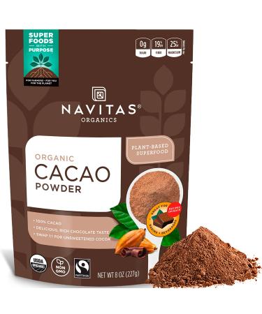 Navitas Organics Cacao Powder, 8oz. Bag, 15 Servings  Organic, Non-GMO, Fair Trade, Gluten-Free Cacao Powder 8 Ounce (Pack of 1)