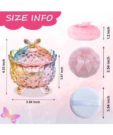 5 Pieces Large Body Powder Puff and Powder Container Crystal Case for Dust Puff Powder applicator with Box for Face and Body (Color Butterfly) Butterfly Color - Buy Online on GoSupps.com