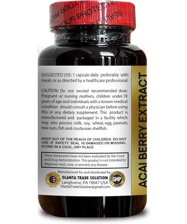 OLANTA TRADE SOLUTION Acai Berry Extract 4:1 Capsules Concentrated Acai Berry Supplement for Antioxidant Intake & Daily Energy Support 1 Bottle 60 Capsules - Buy Online on GoSupps.com