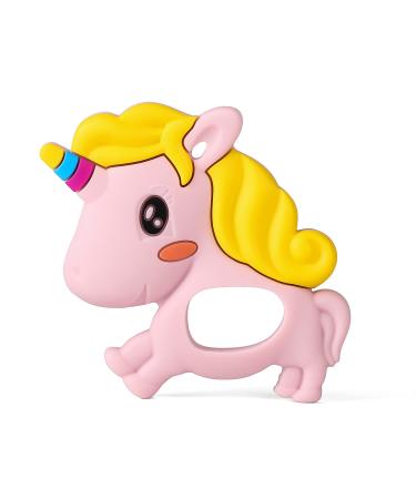 PREMYO Unicorn Teething Ring for Babies Cooling - Teething Aid Made of Silicone BPA Free Soft - Relieves Teething Pain - Pink - Buy Online on GoSupps.com
