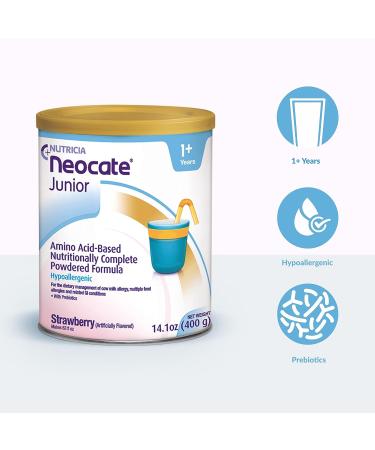 Neocate Junior Strawberry - Hypoallergenic Amino Acid Toddler Formula - 14.1 Oz Can (Case of 4) - Buy Online on GoSupps.com