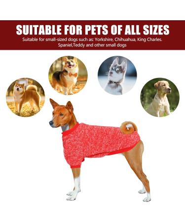 Warm Dog Sweater - Fleece Hoodie for Small & Medium Dogs | Cozy Winter Pet Coat for Corgis Bulldogs & Bichons (L/35cm) - Red - Buy Online on GoSupps.com