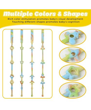 Shop BPA-Free Baby Toy Accessories: Silicone Cup Catcher & Pacifier Chain (4-Pack) for Strollers & Car Seats - Buy Online on GoSupps.com